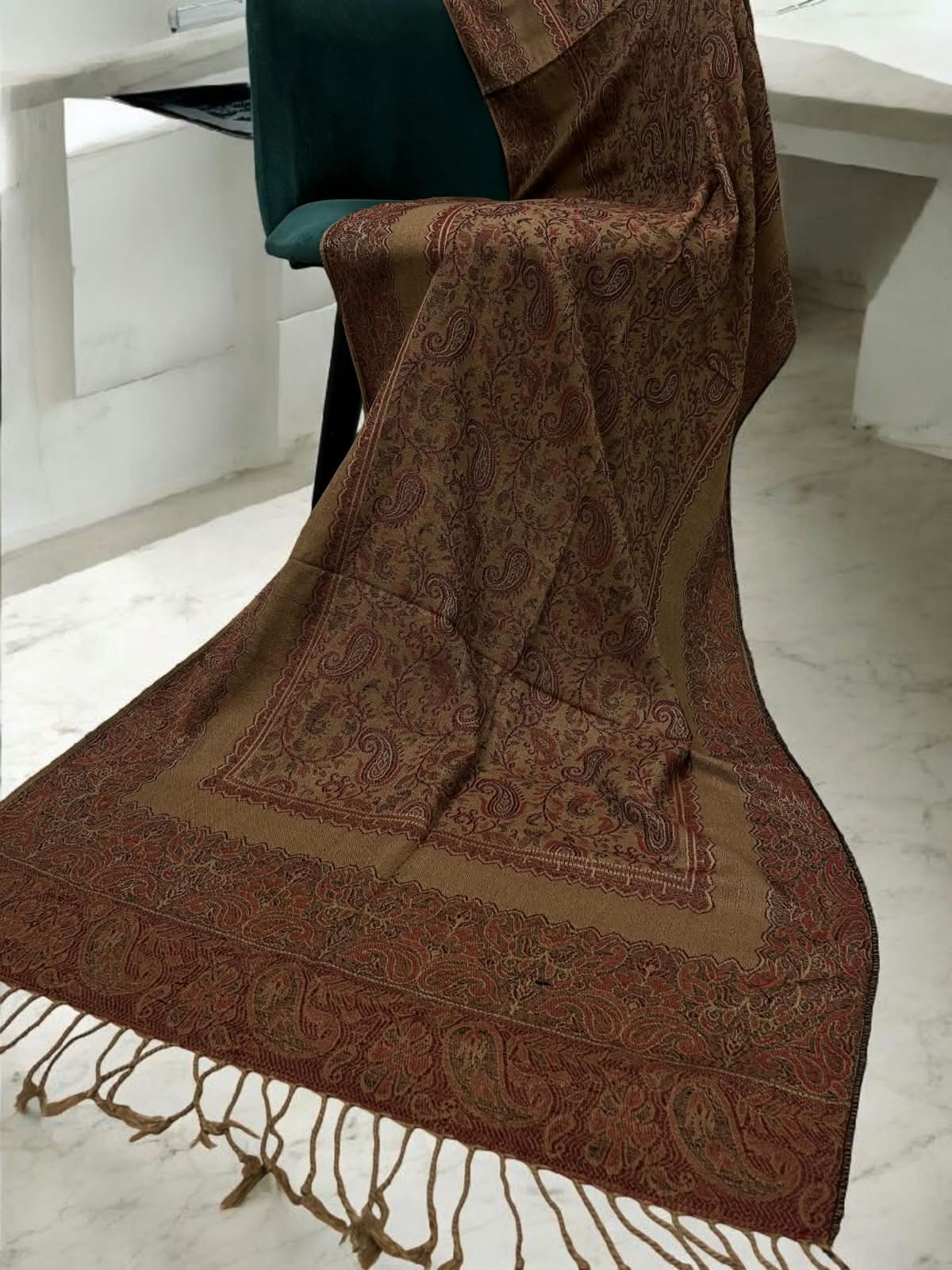 Coffee Rust Little Paisleys Two-Tone Pashmina Hijab