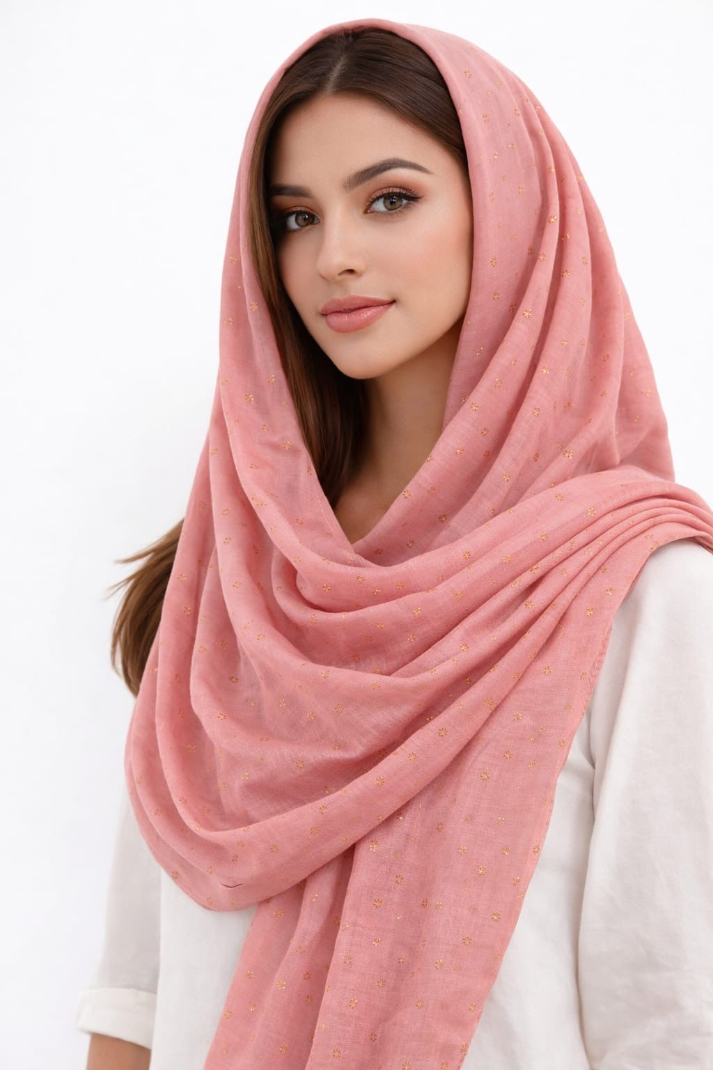 Kashmiri Pink Rose Sequence Hijab