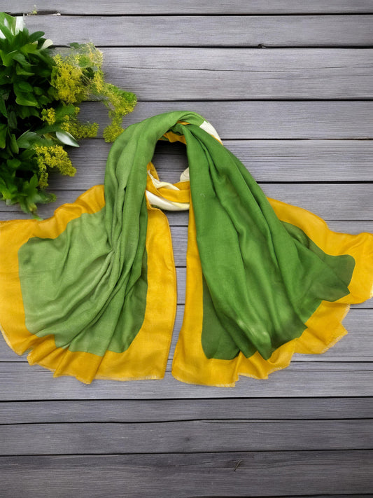 Pistachio Green Yellow Border Printed Modal Hijab