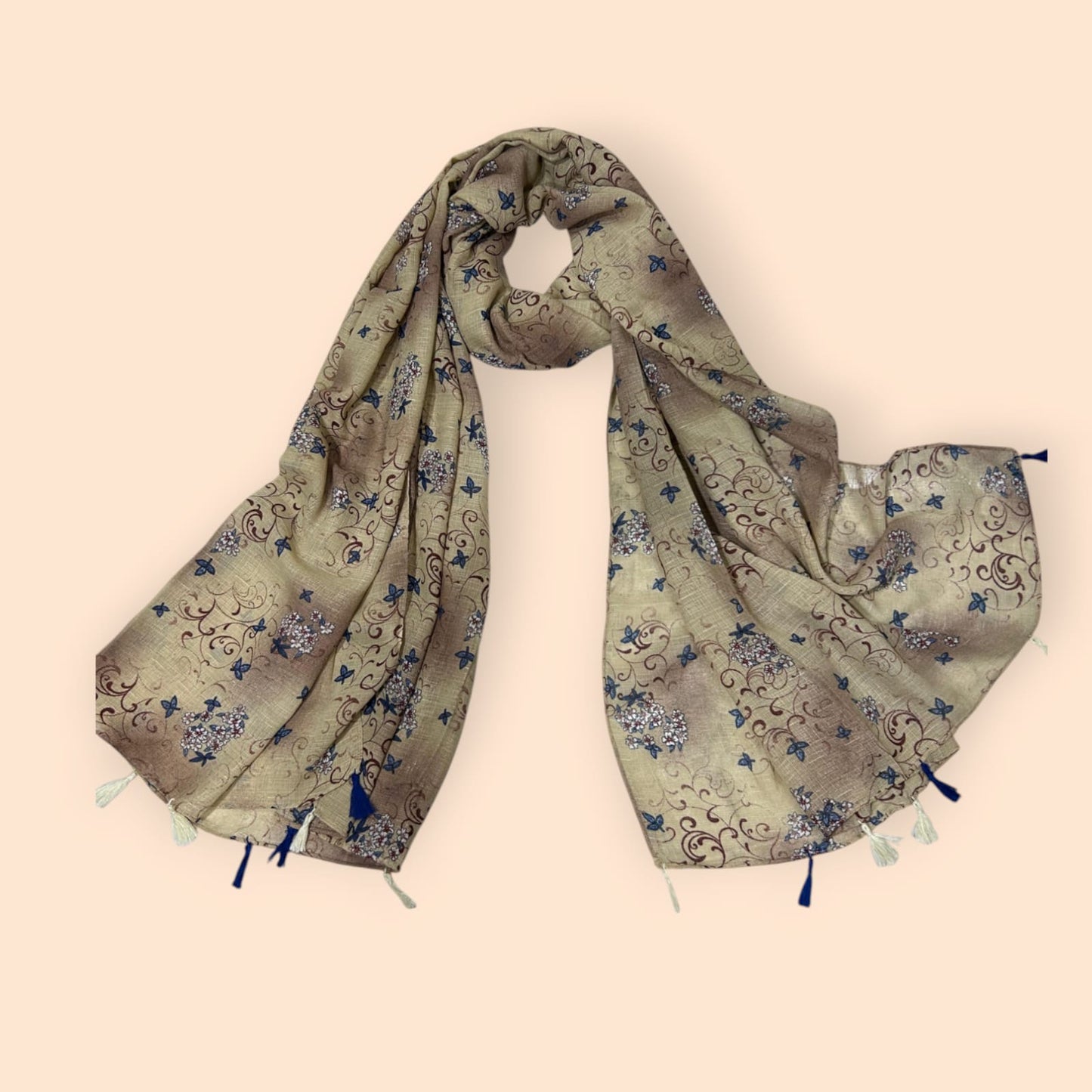 Taupe Birch Brown Floral Printed Modal Hijab