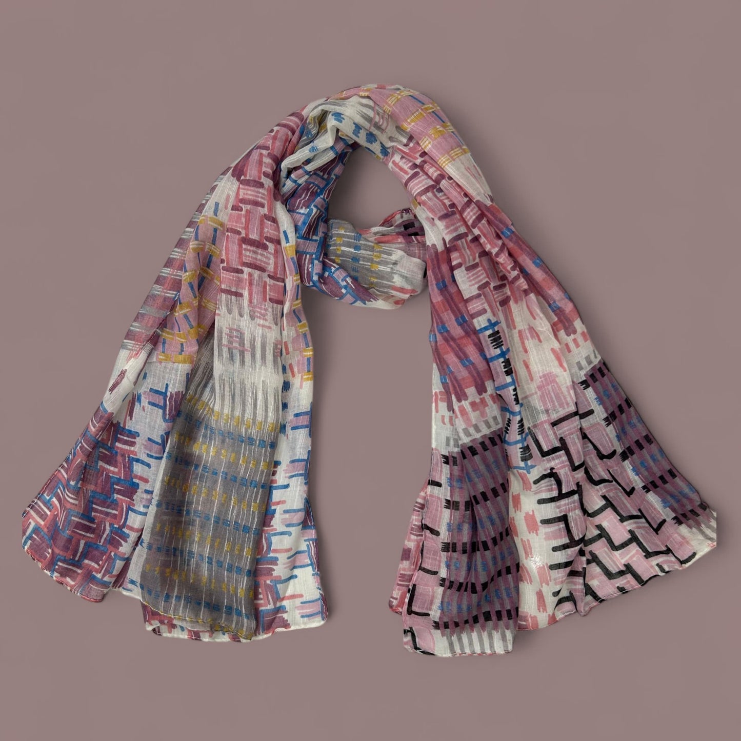 Terracotta White Sketches Printed Modal Hijab