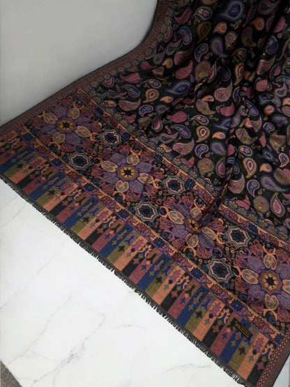Pashmina Paisley Shawl - Black Coral