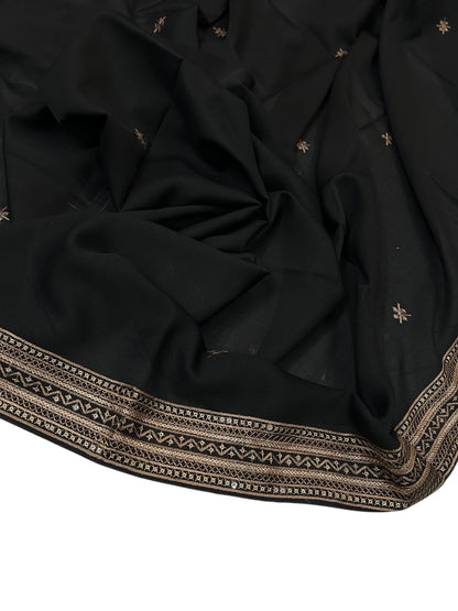 Black Cream Fancy Double Sequence Embroidered Shaal