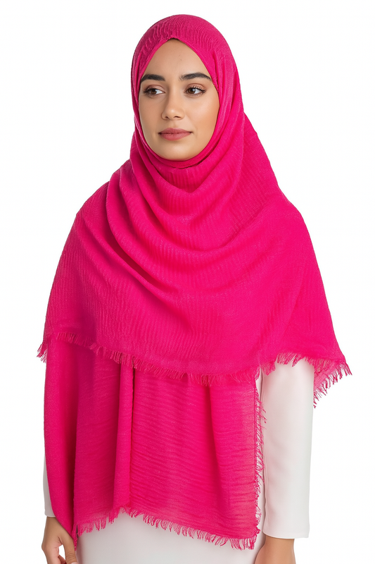 Hot Pink -  Crimp Lawn Hijab