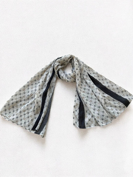 Cloud White Grey Van Cleef Printed Pleated Modal Hijab