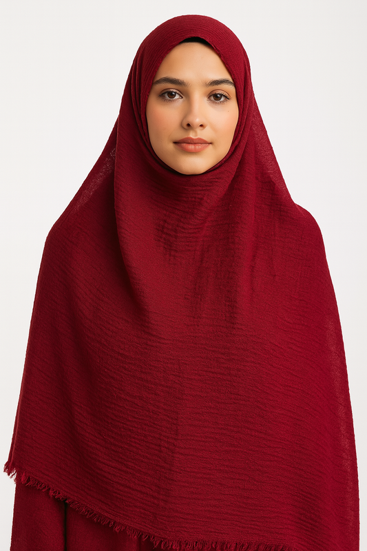 Blood Red -  Crimp Lawn Hijab