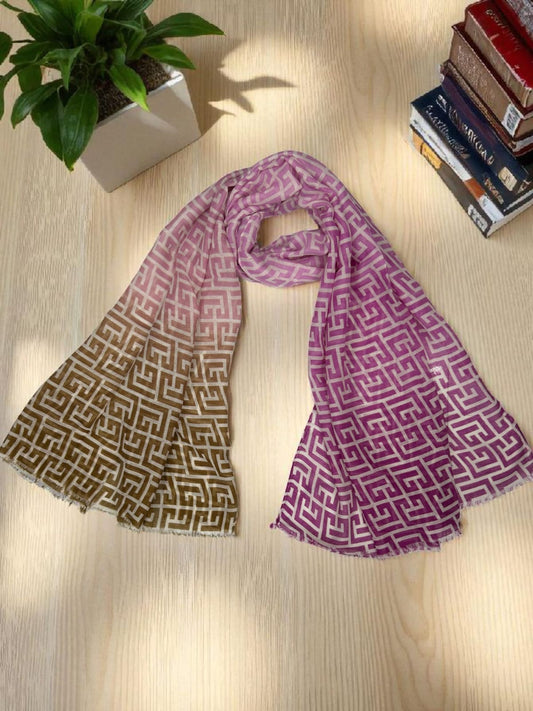 Candy Pink Brown Maze Printed Modal Hijab