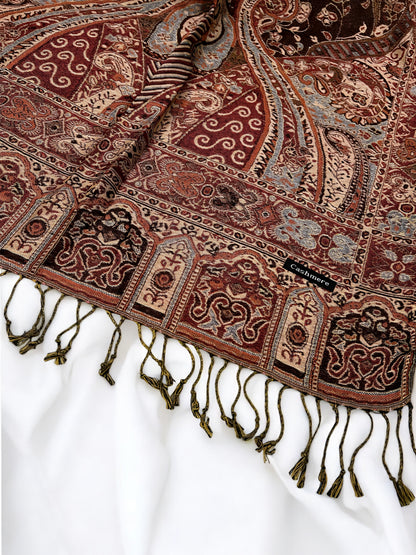 Skin Maroon Persian Paisley Dual-Tone Pashmina Hijab