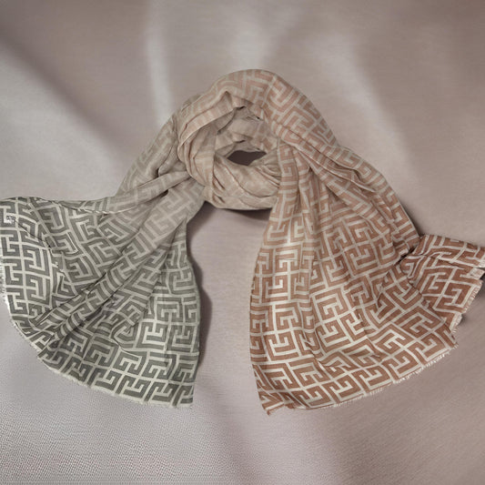 Fawn Grey Maze Printed Lawn Hijab