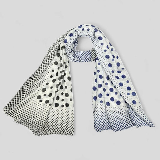 White Polka Dots Printed Lawn Hijab