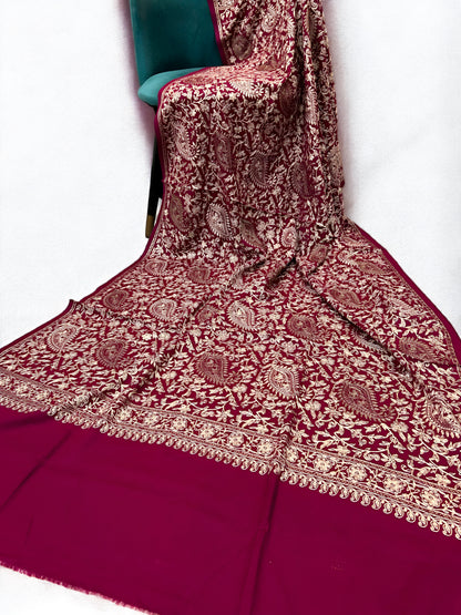 Mulberry- Embroidered Kalamkar Kashmiri Shawl