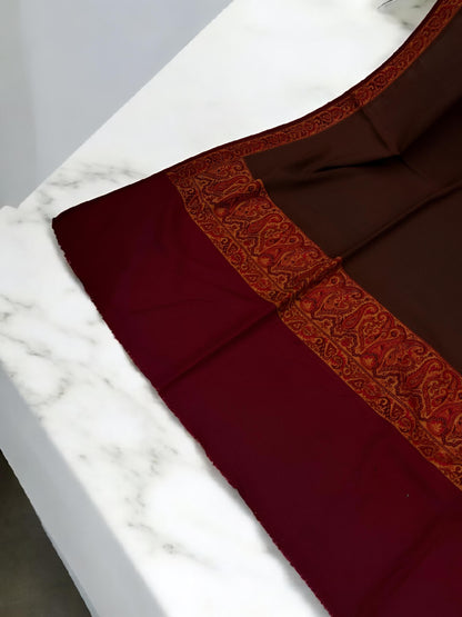 Brown Maroon Patchwork Border Shawl