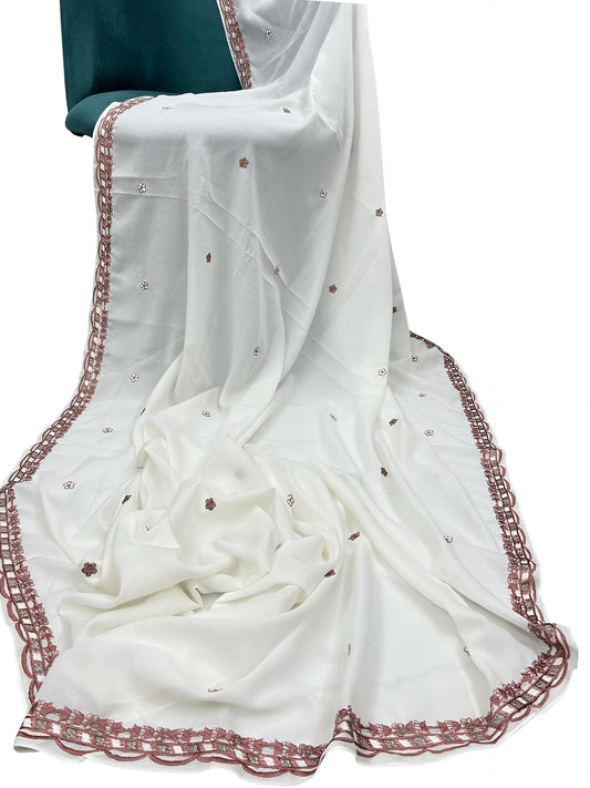 White Pink Round Border Shaal