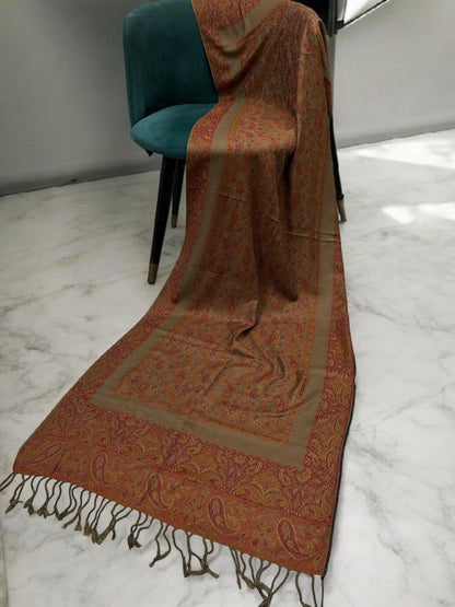 Orange Beige Two-tone Paisley Pashmina Hijab