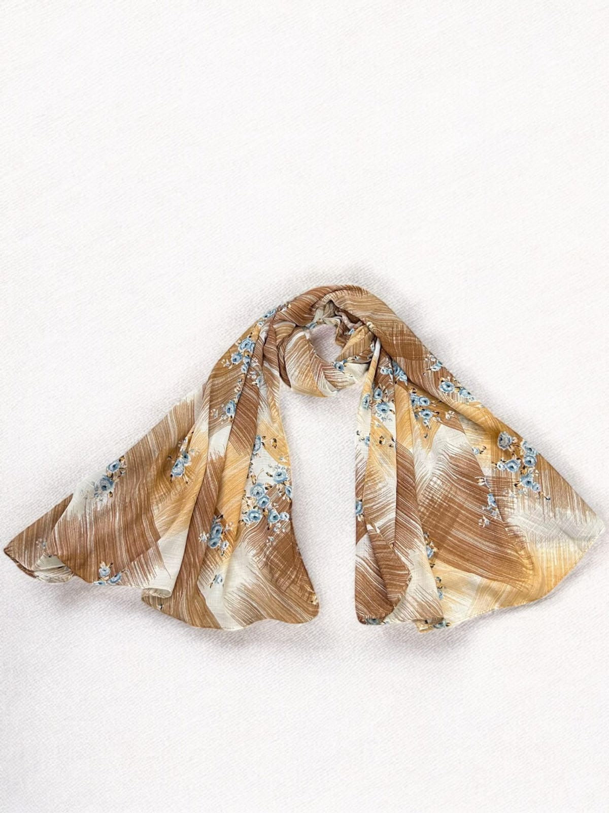 Beige Brown Sketches Floral Printed Modal Hijab