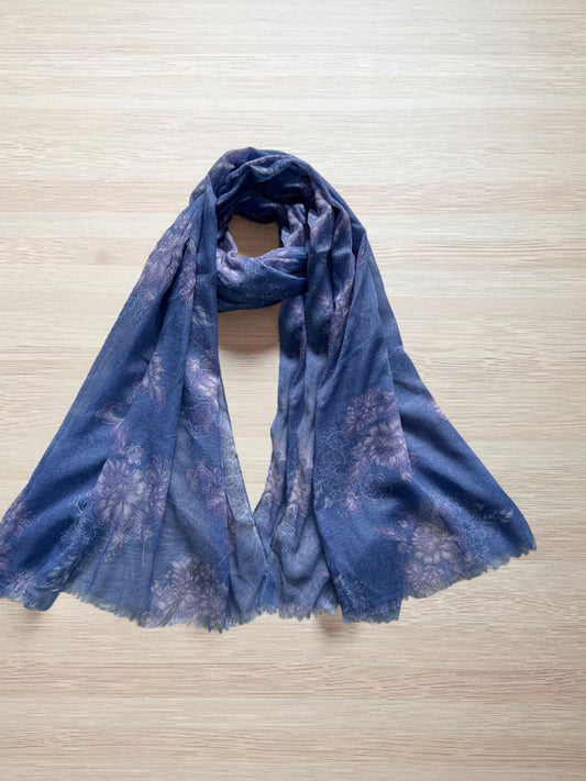 Blue Dahlias Printed Modal Hijab