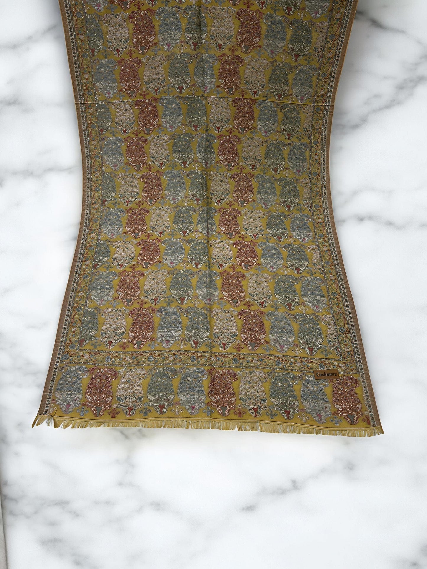 Dull Yellow Paisleys Pashmina Hijab