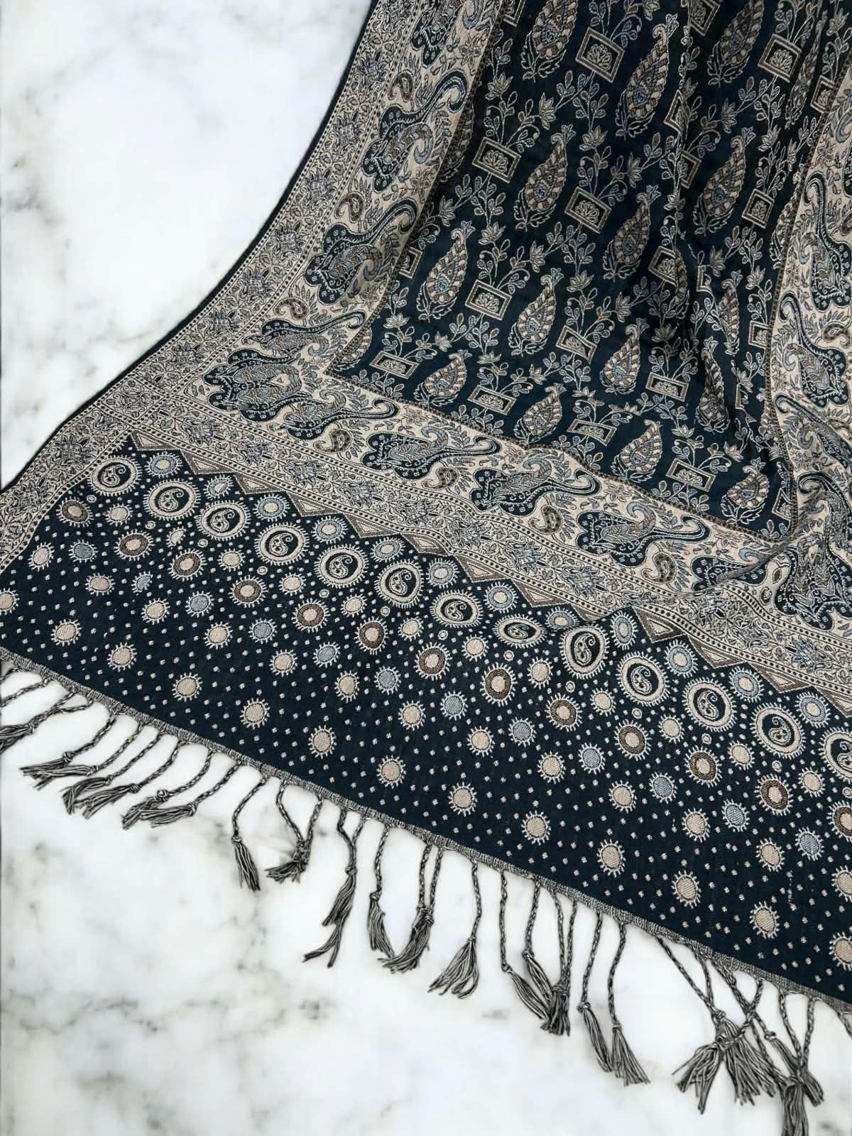Blue Fawn Dotted Dual Tone Pashmina Hijab