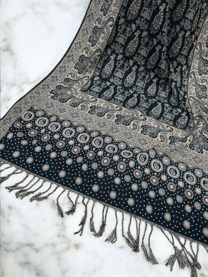 Blue Fawn Dotted Dual Tone Pashmina Hijab