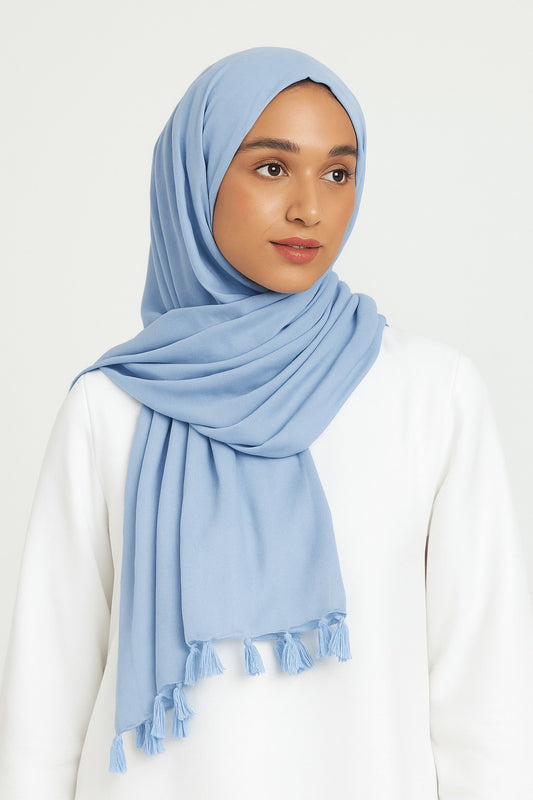 Sky Blue - Lawn Tassel Hijab