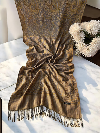 Mustard Blue Paisley Pashmina Hijab Shaal