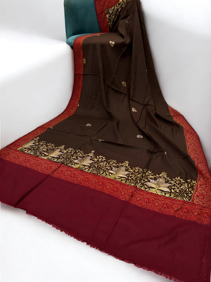 Gul-e-Kashmir – Chocolate Maroon Embroidered Patchwork Shaw