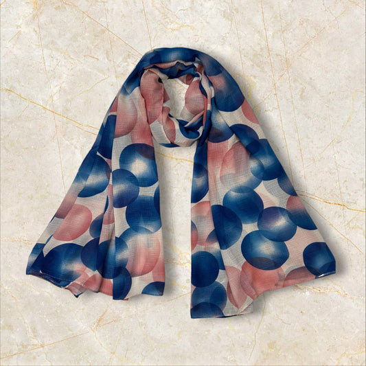 Blue Pink Nude Circles Printed Modal Hijab
