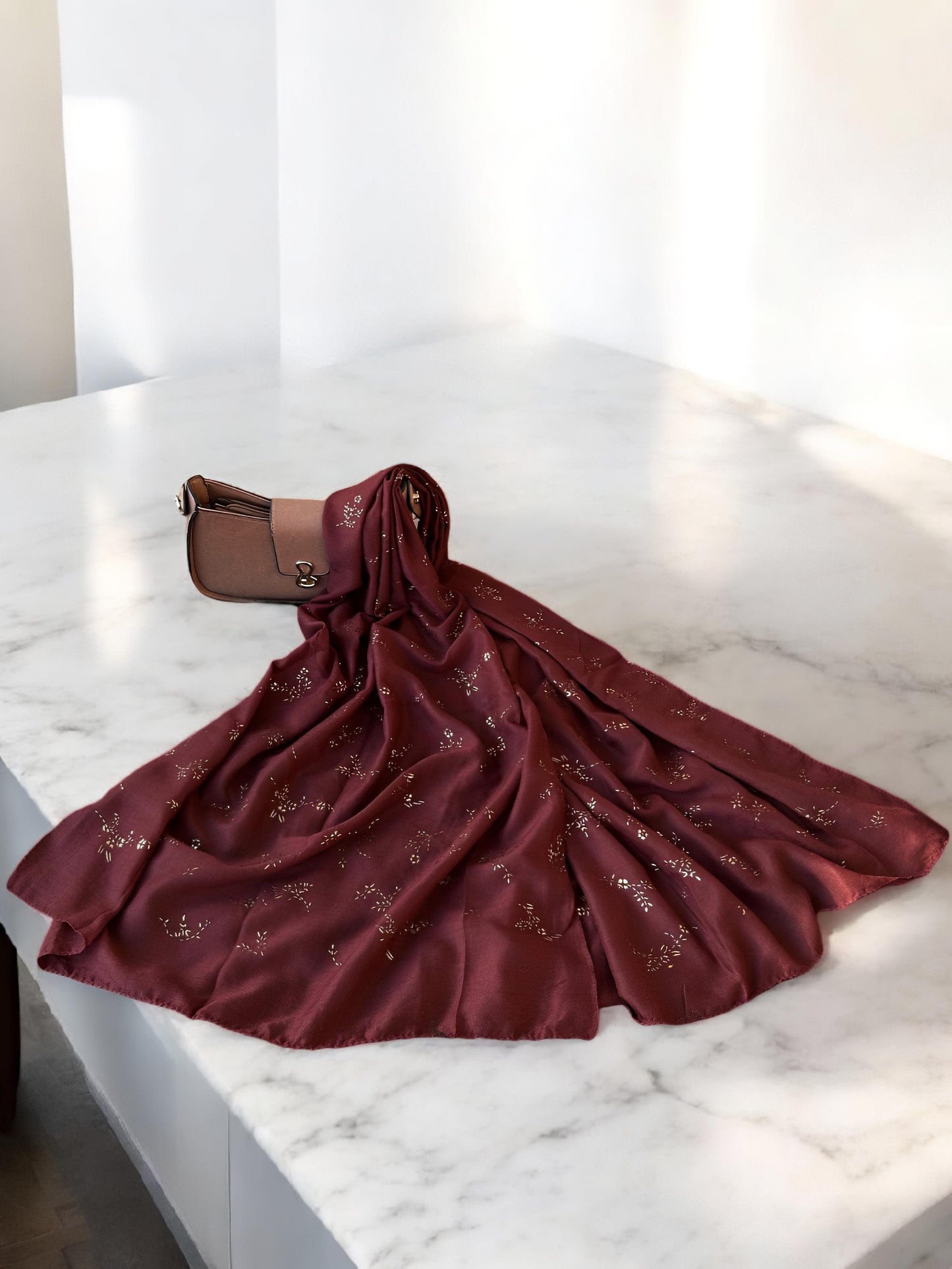 Mahogany Maroon Sparkle Sequence Hijab