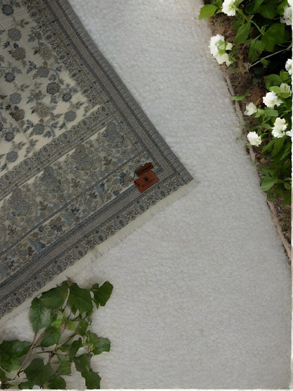 Greyish White Floral Pashmina Hijab