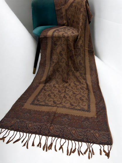 Beige Mauve Red Dual Tone Pashmina Hijab