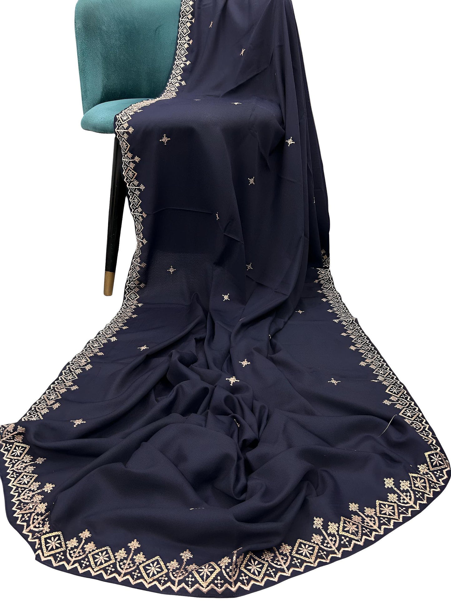 Navy Blue Curved Stars Border Shaal