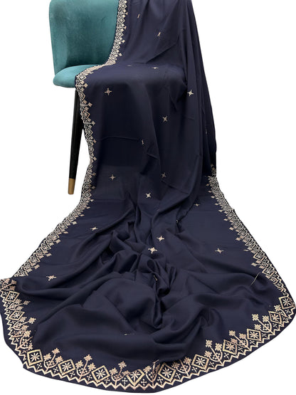 Navy Blue Curved Stars Border Shaal