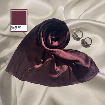 Burgundy - Crinkle Silk Hijabs