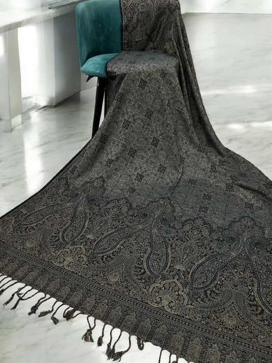 Paisley Pashmina Shawl - Charcoal Grey