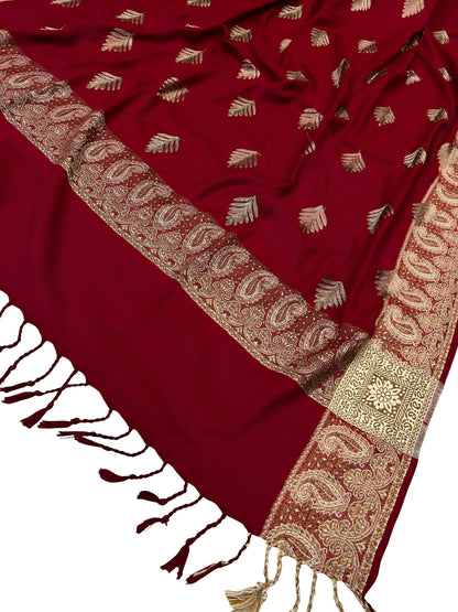 Red - Leaflet Kashmiri Border Shawl