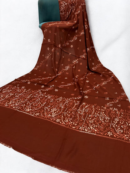 Cinnamon Grace – Hand Embroidered Kashmiri Shawl