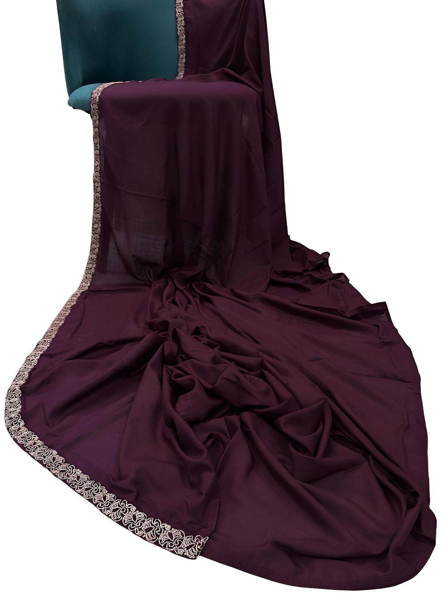 Mulberry Purple Fancy Embroidered Border Shaal