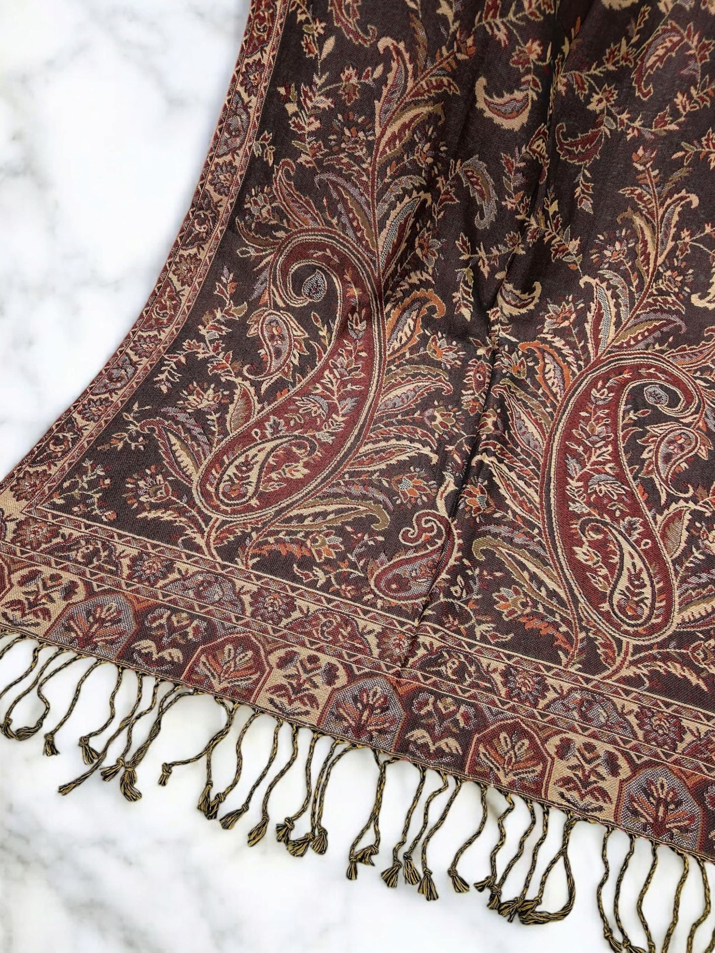 Mauve Tea Pink Curved Paisley Pashmina Hijab