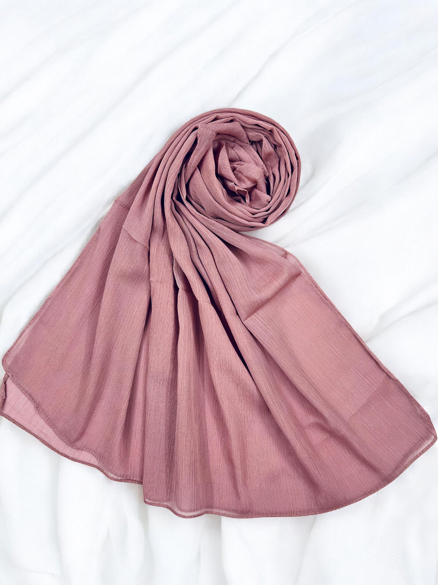 Sea Pink - Crinkle Shimmer Chiffon Wedding Party Occasion Hijab Scarf