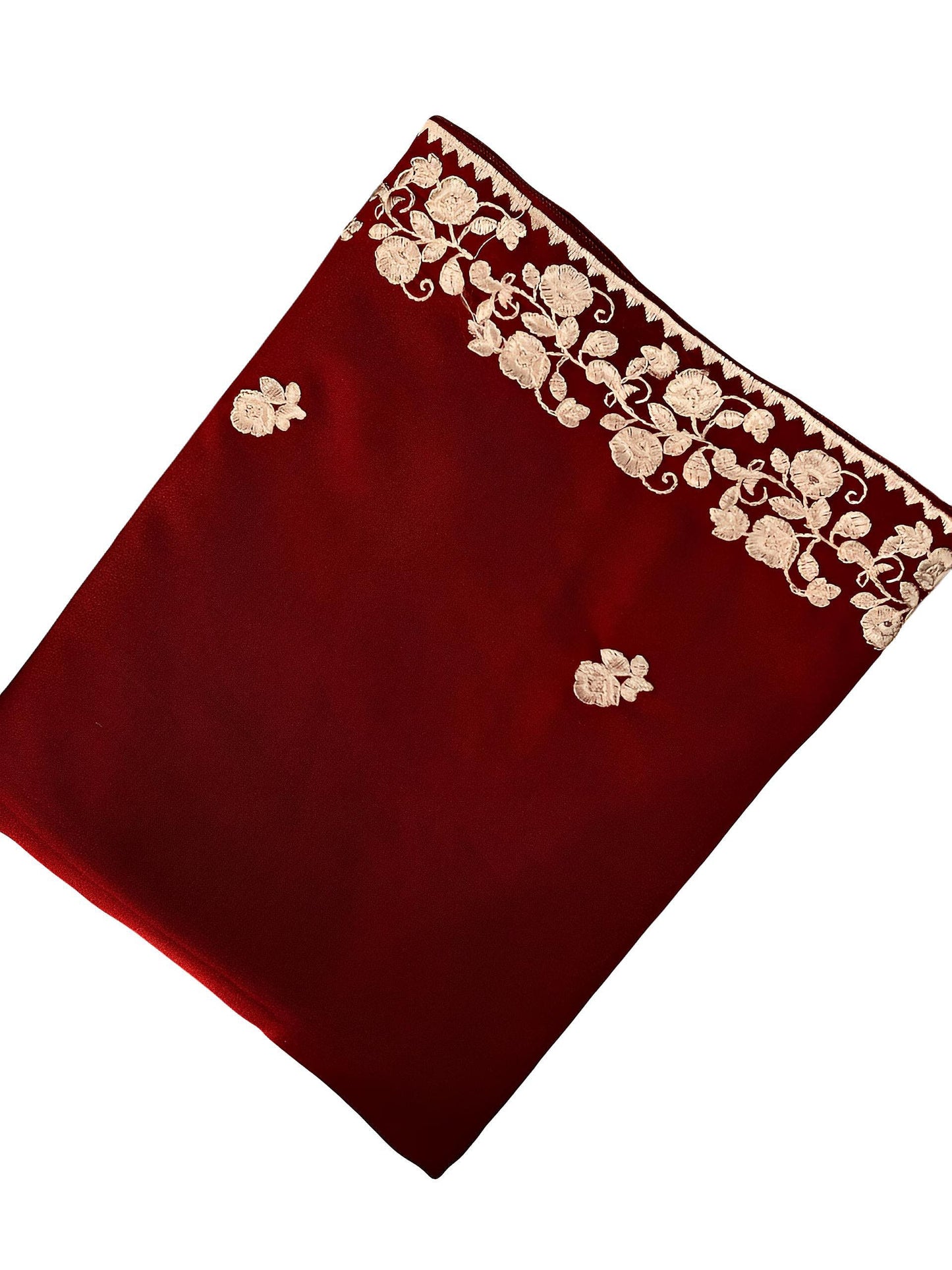 Maroon Light Cream Floral Shaal
