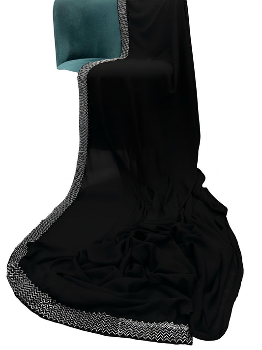 Black Silver Rippled Border Shaal