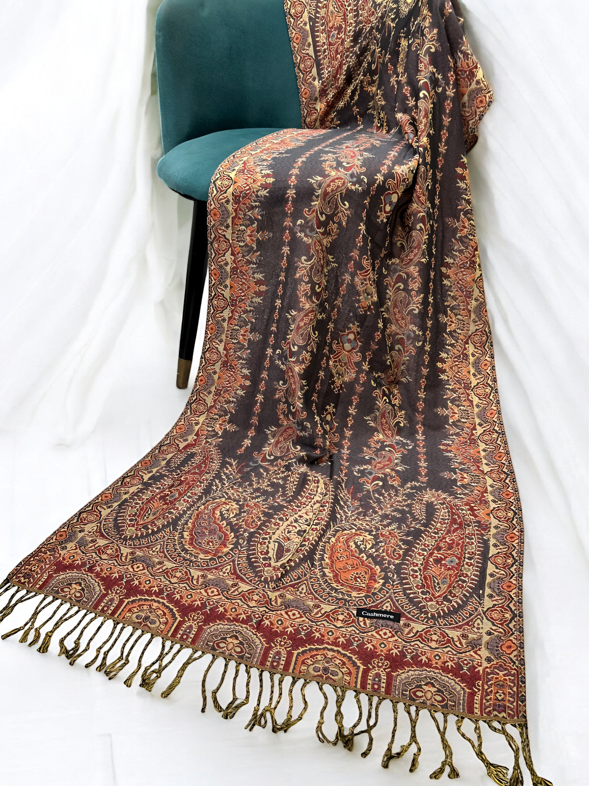 Mauve Peach Persian Linear Paisley Two-Tone Pashmina Hijab