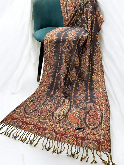 Mauve Peach Persian Linear Paisley Two-Tone Pashmina Hijab