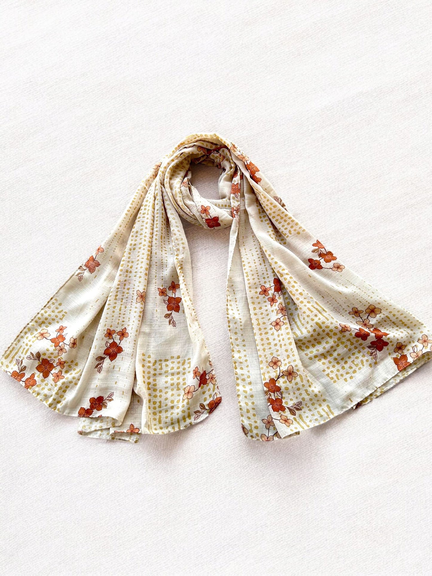 Biscuit Brown Flowers Printed Modal Hijab