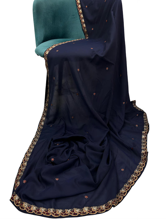 Navy Round Border Shaal