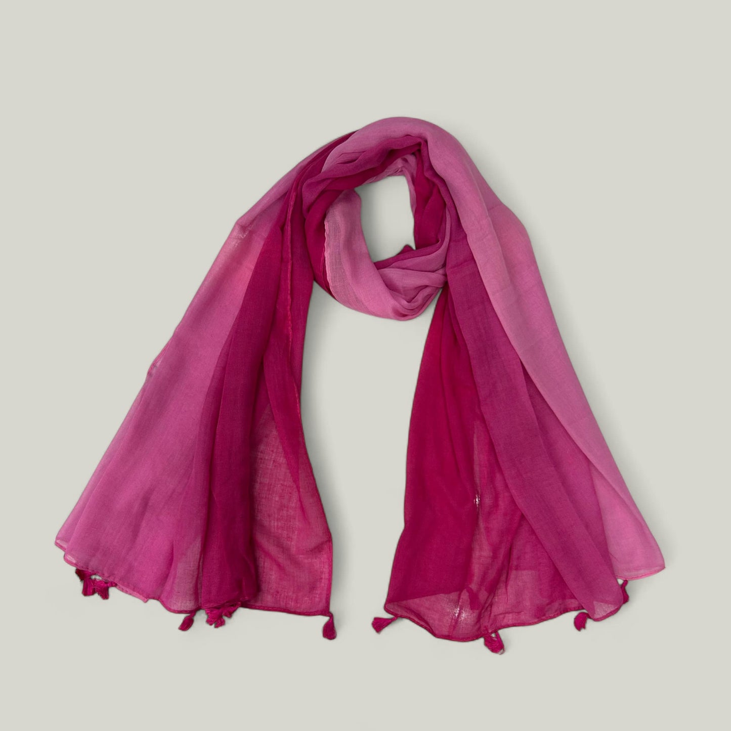 Bright Pink Ombre Printed Modal Hijab