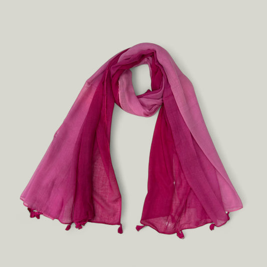 Bright Pink Ombre Printed Modal Hijab