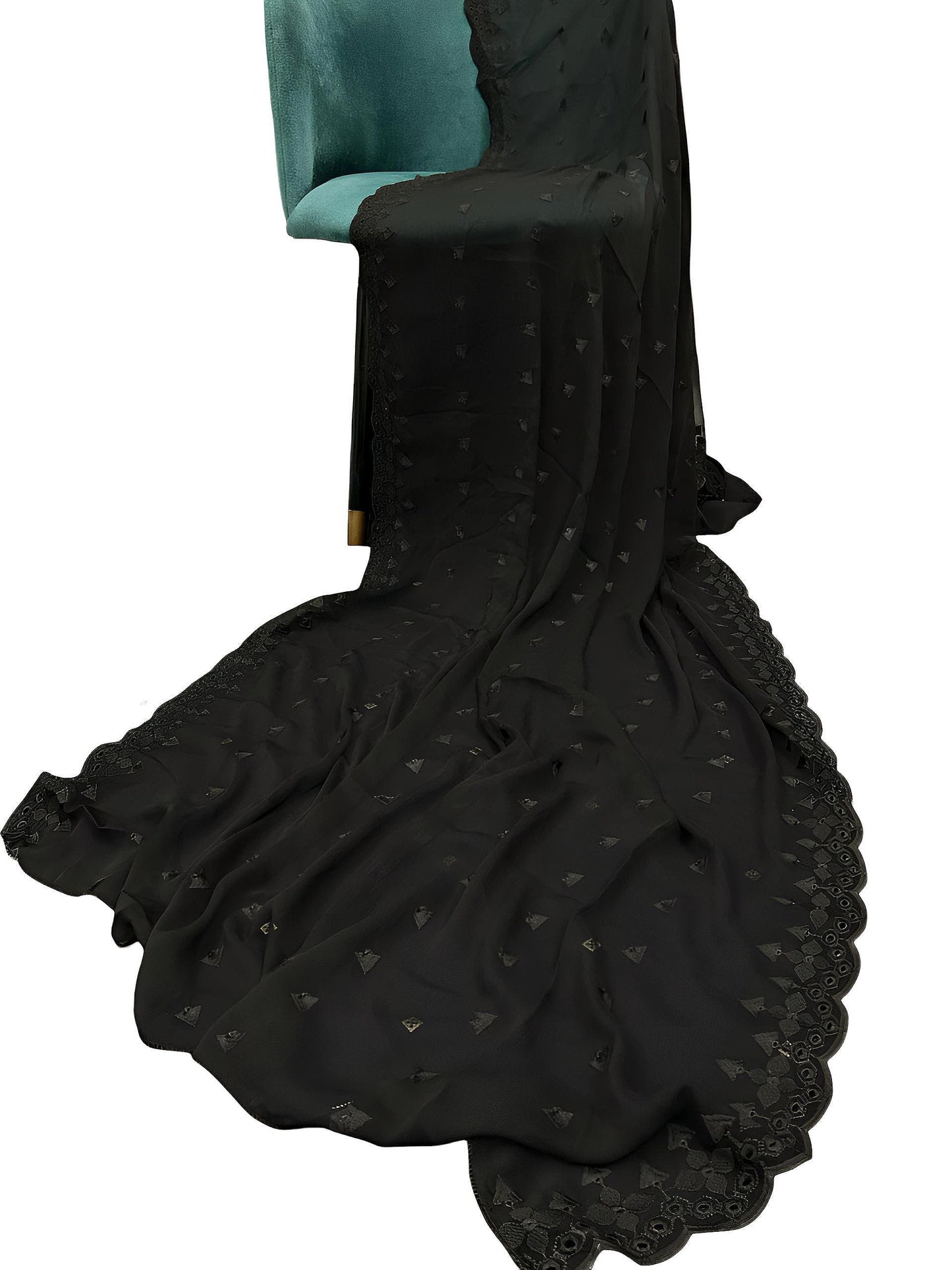 Black Triangle Embroidered Chiffon Dupatta