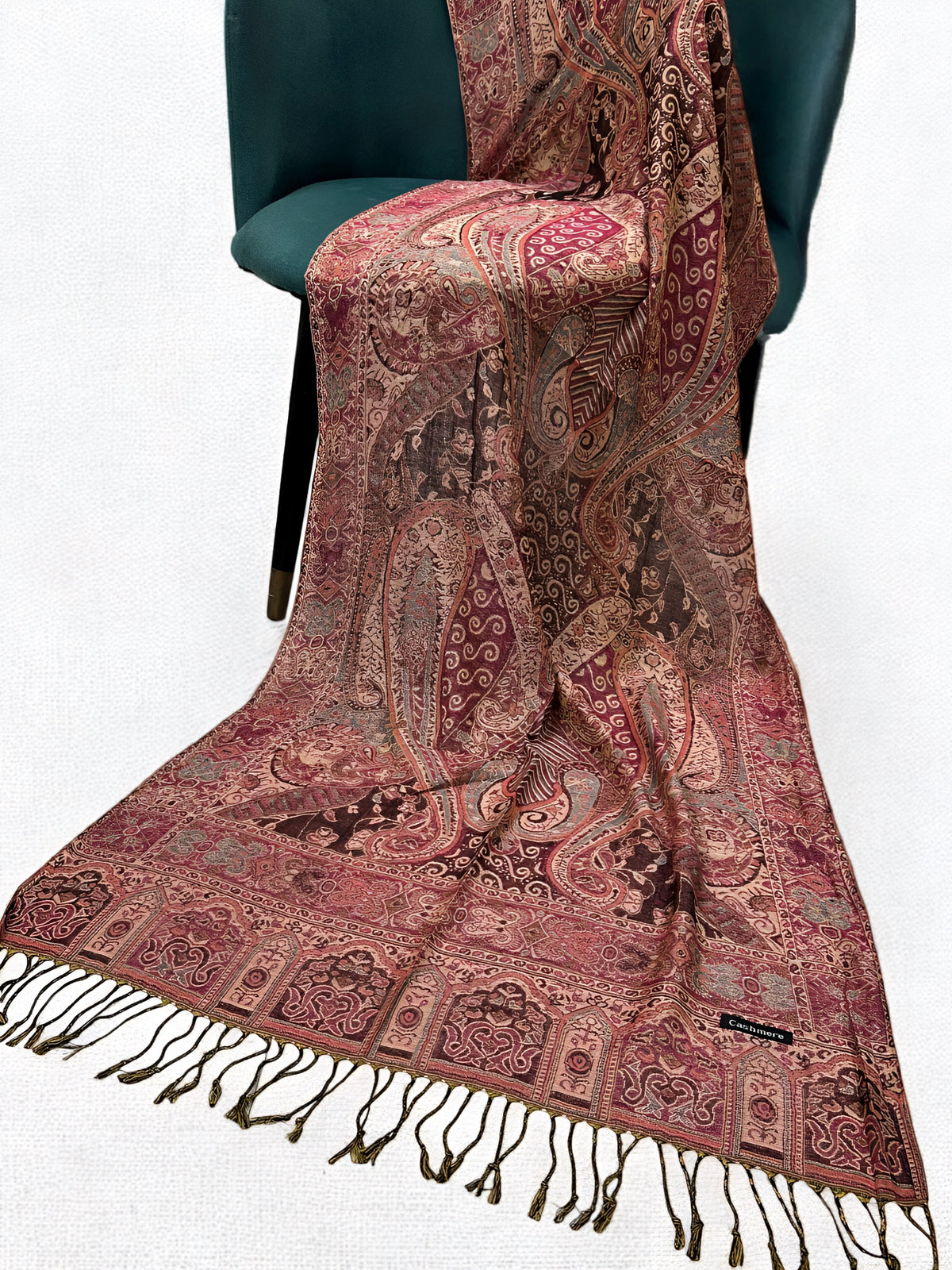 Tea Pink Skin Persian Paisley Dual-Tone Pashmina Hijab