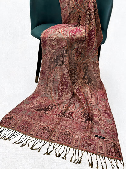 Tea Pink Skin Persian Paisley Dual-Tone Pashmina Hijab